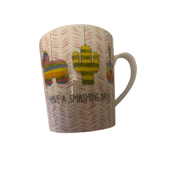 Pier 1 Imports Pinata Party Have A Smashing Day Set  2 Coffee Mugs Cups Ceramic - Picture 2 of 7